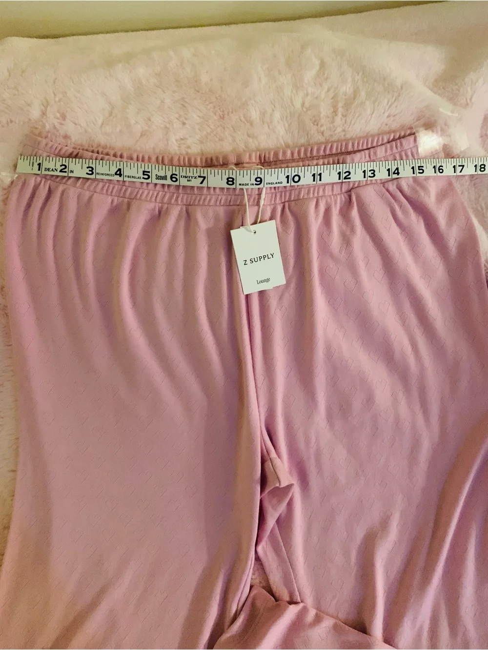Z Supply Maison Heart Pointelle Long Loungewear Set Pink Crush Large Comfy NWT